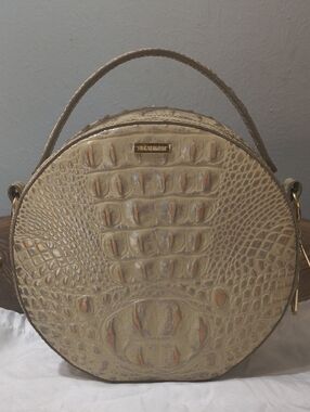 Brahmin Beige Croc-Embossed Lane Top-Handle Mini Bag